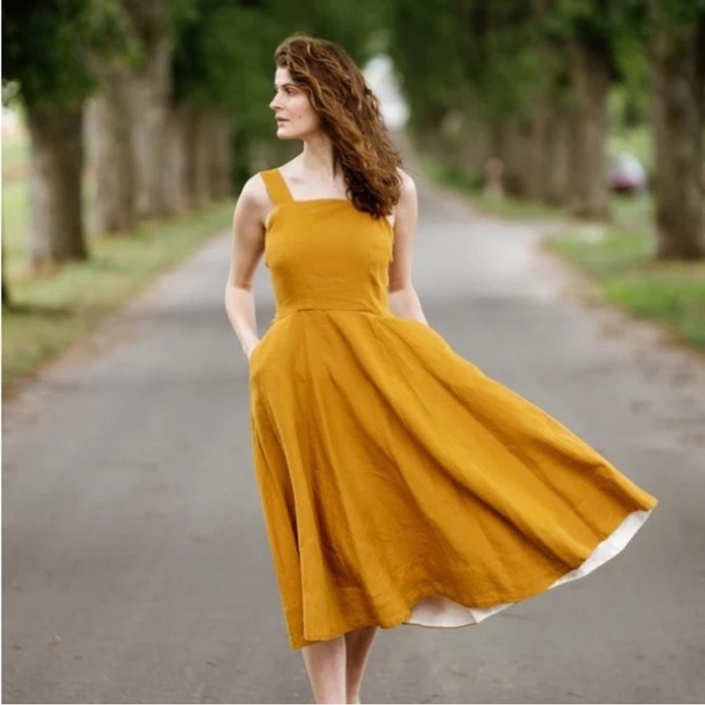 Son de flor Pinafore Dress in Marigold